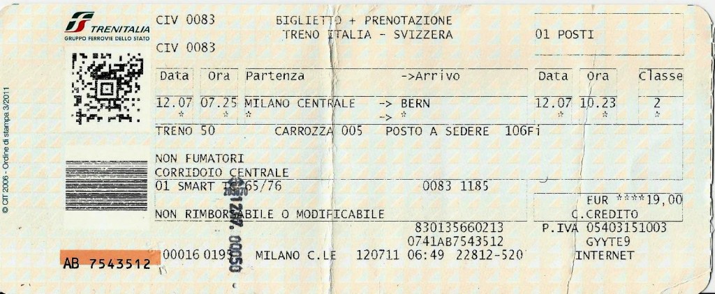 Trenitalia - Milão pra Berna