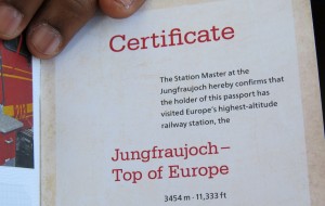 certificado que recebemos após comprar o bilhete para o Jungfraujoch