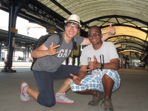 Young Lee e eu na Gare de Colmar