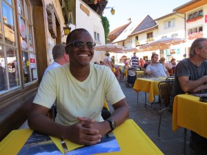 Almoço na Rue du Bourg em Gruyères