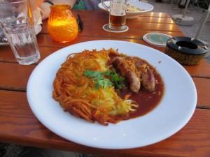 Rösti com linguiça no Altes Tramdepot